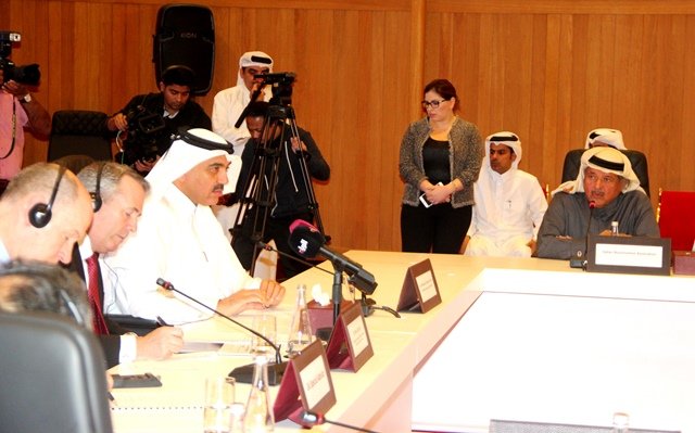 Sheikh Faisal bin Qasim AlThani, Chairman Qatar Businessmen Association addressing