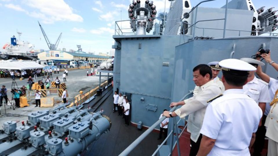 President Duterte visiting Russian War Ship
