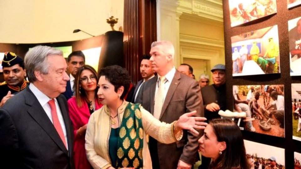 UN Secretary General Tours with ambassador Maleeha Lodhi at Pak Ntl Day 23 Mar 2017 Pic with courtesy Maleeha Lodhi Twitter account