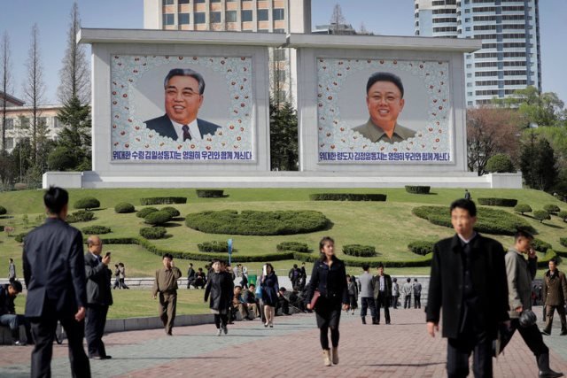 Portraits of North Korean Leaders in Pyongyang Pic by AP
