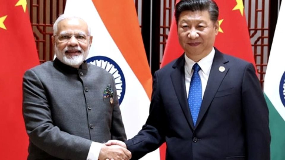 Chinese President XI meets Indian Prime Minister Modi after BRICS meet today 05 Sept 2017