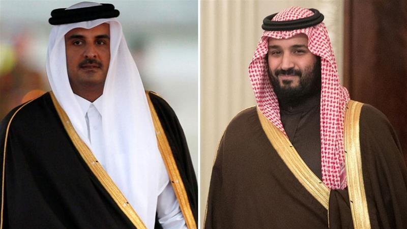 Sheikh Tamim bin Hamad Al Thani and Mohammed bin Salman [Muhammad Hamed Reuters