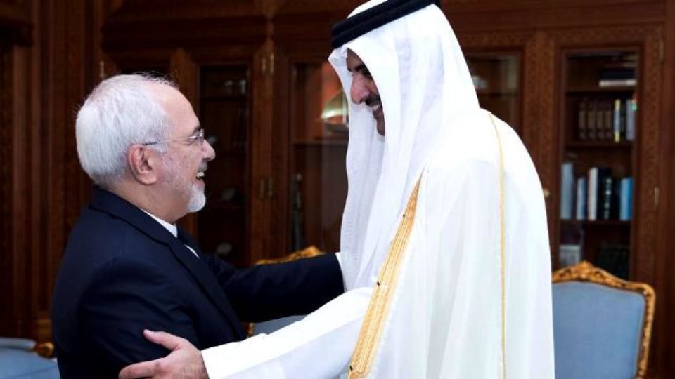 Emir of Qatar meets Irani Foreign Minister Mohammad Javad Zarif in Doha 03 Oct 2017