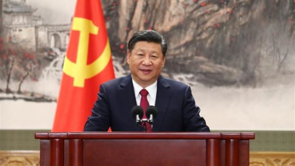 Xi Jinping, re-elected General Secretary of the Central Committee of CPC, speaks with press