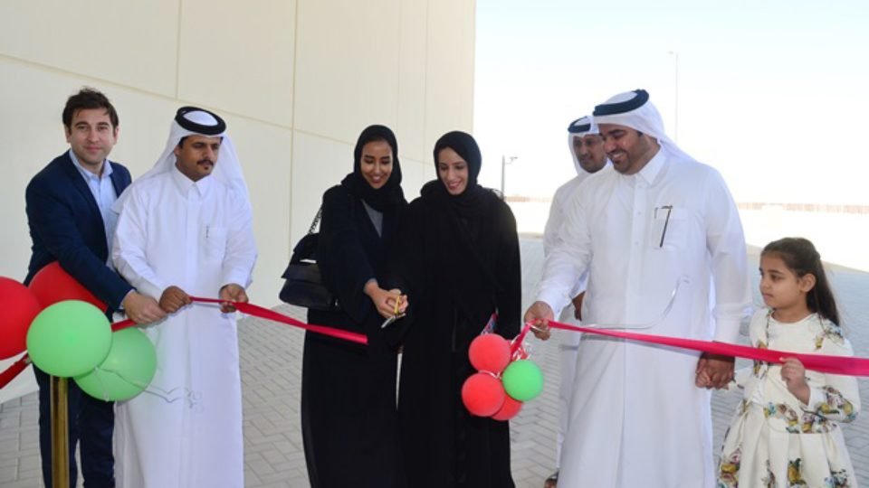 Machaille Al-Naimi, President of Community Development, Qatar Foundation cuts ribbon