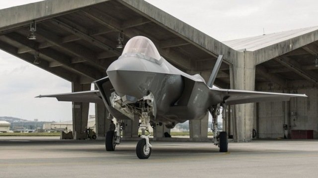 USAF F-35A Lightning II from Hill Air Force Base, Utah, taxis for take-off on 16 November at Kadena Air Base, Japan