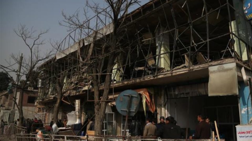 Photo taken on Jan. 28, 2018 shows a scene of damaged restaurant at the site of the deadly attack in Kabul, Afghanistan