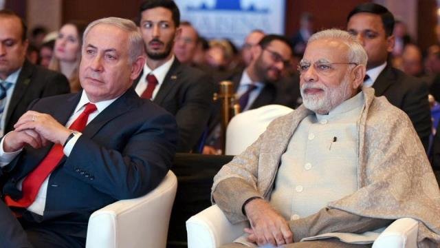 Prime Minister Narendra Modi with his Israeli counterpart Benjamin Netanyahu in New Delhi on Tuesday