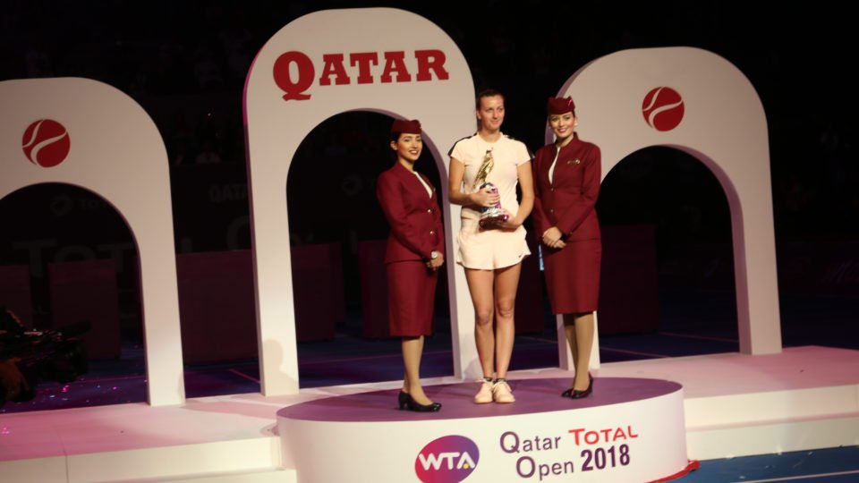 Kvitova Picks Falcon Trophy in Qatar Total Open.
