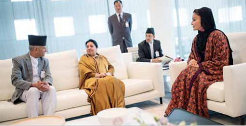 Qatar: President of Nepal Met Sheikha Moza bint Nasser, Visited Qatar Foundation