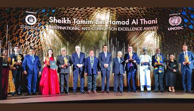 Amir of Qatar, Malaysia Premier, UNPDC Director Honor Winners of Tamim bin Hamad Al Thani Anti-Corruption Excellence Award
