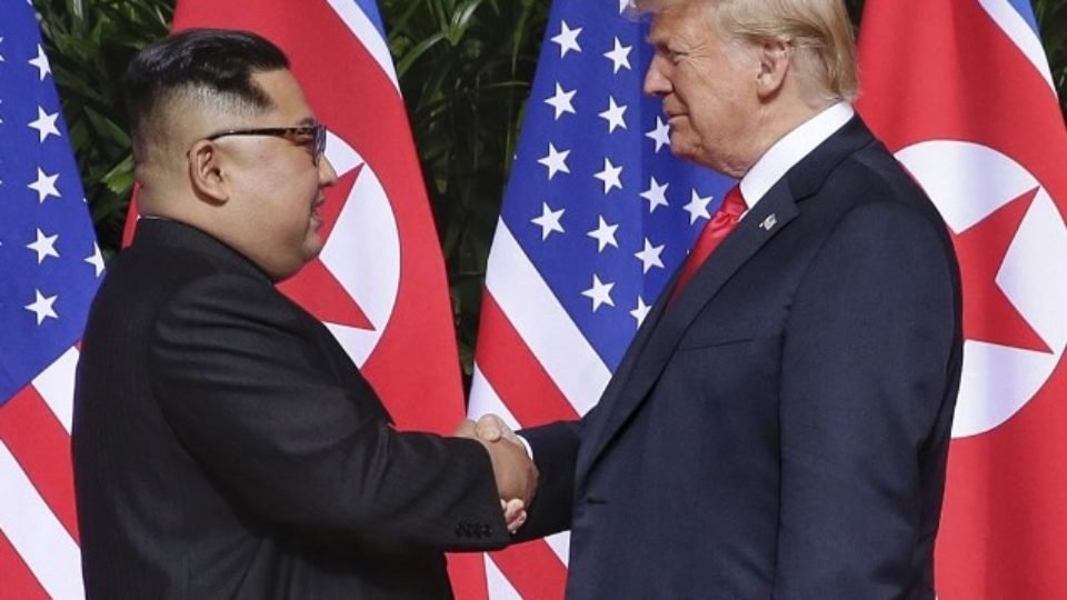 North Korean leader Kim Jong-un with Us President Donald Trump