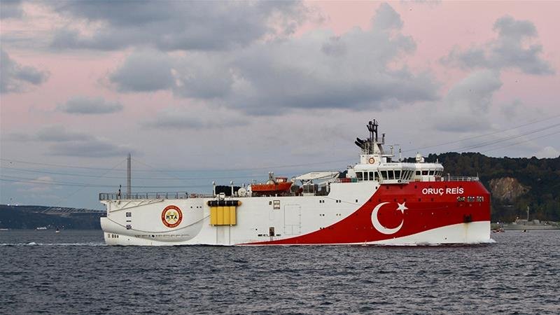 Turkish seismic research vessel Oruc Reis sails in the Bosphorus in Istanbul, Turkey Pic Anadolu-Reuters
