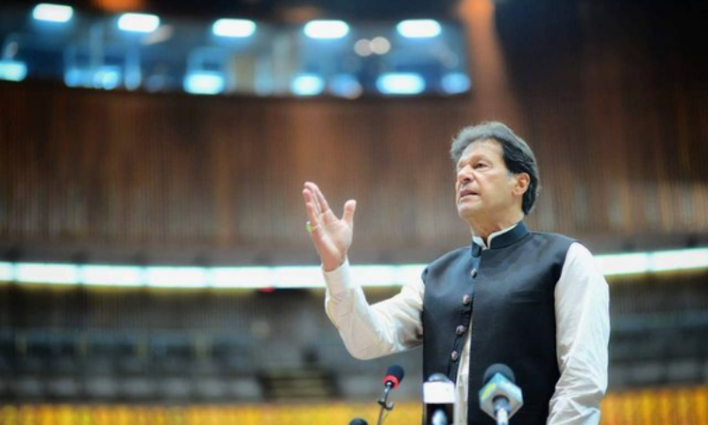Prime Minister Imran Khan speaks in the National Assembly on Wednesday Pic Instagram Imran Khan